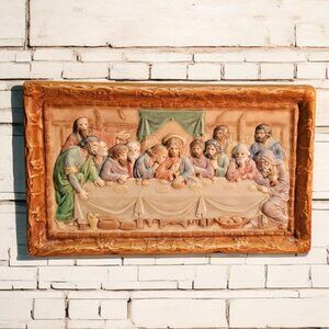 Vintage Last Supper Holland Mold 3D Jesus Religious Christian Wall Plaque